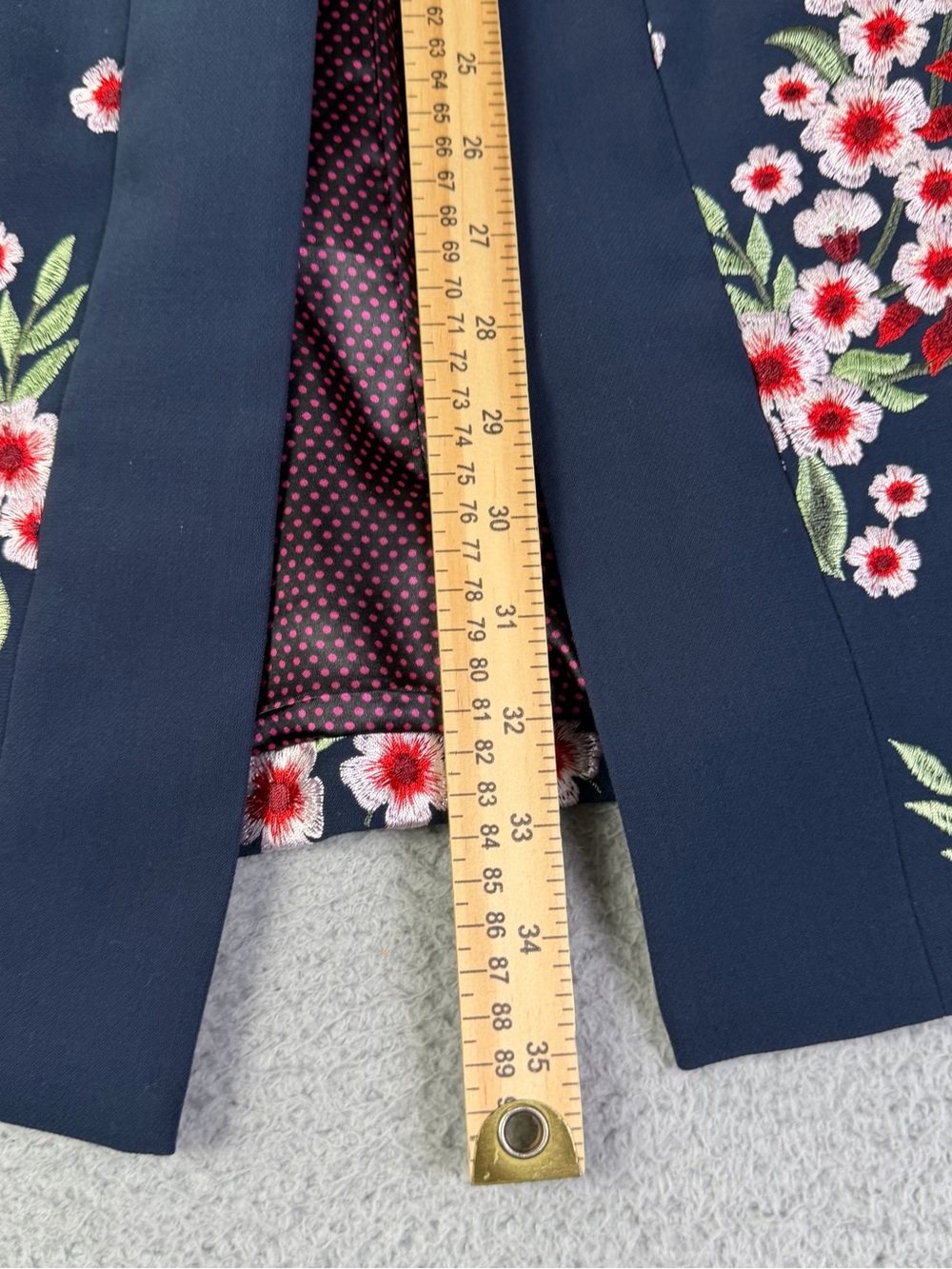 Soft Surroundings Jacket Kimono Womens Small Navy Floral Embroidered Lined - Picture 10 of 13